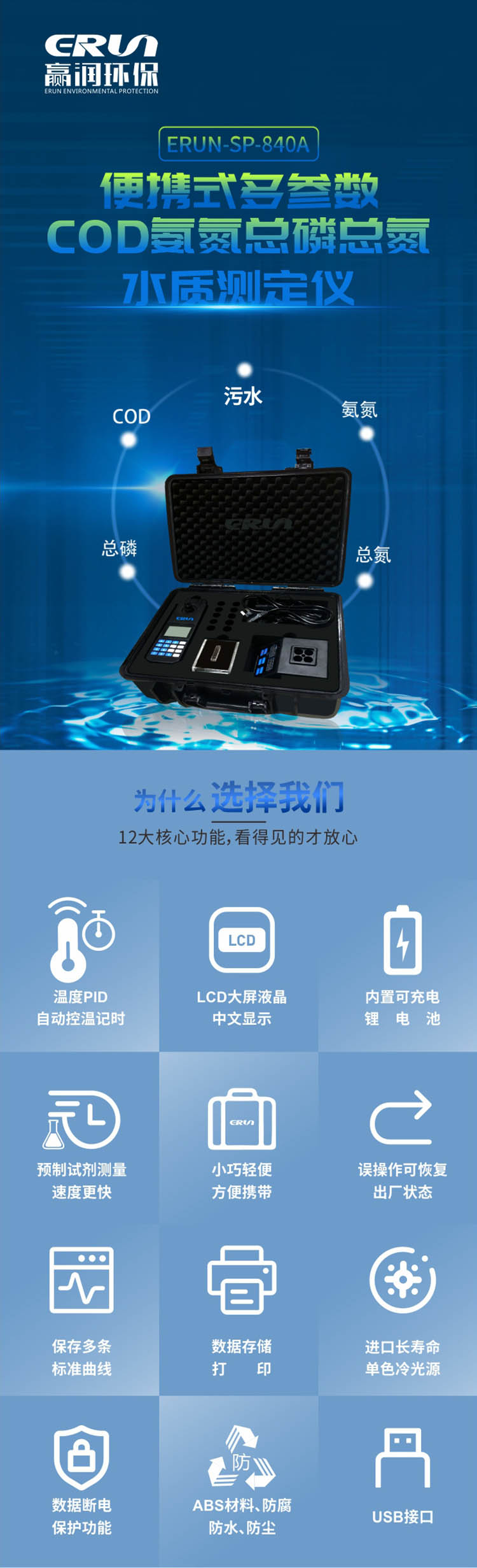 便攜式多參數(shù)COD、氨氮、總磷、總氮水質(zhì)測(cè)定儀
