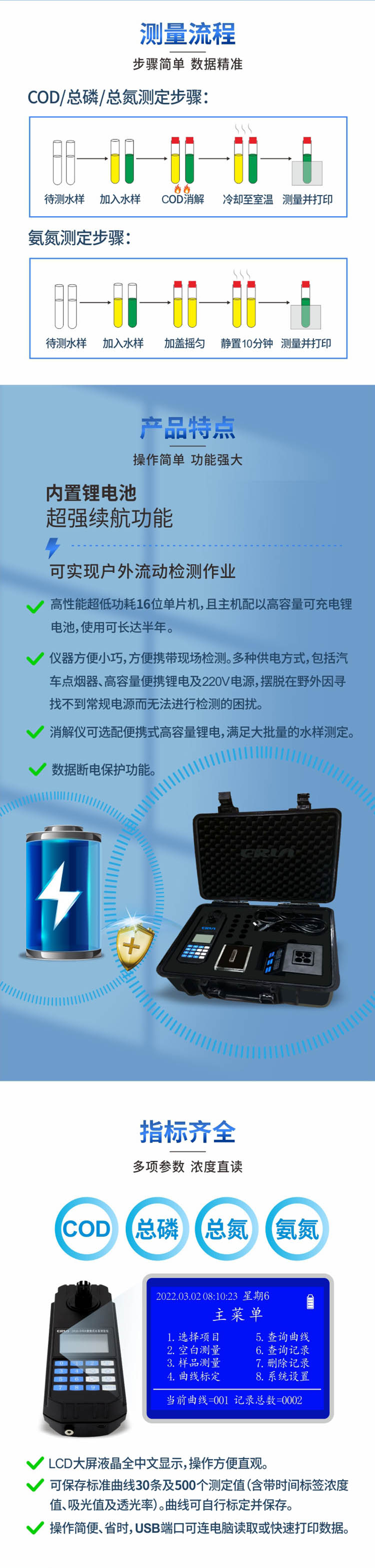 便攜式多參數(shù)COD、氨氮、總磷、總氮水質(zhì)測(cè)定儀