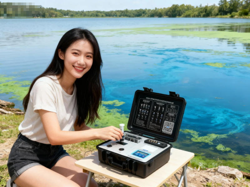 戶外現(xiàn)場使用便攜式多參數(shù)水質測定儀檢測湖水水質 戶外現(xiàn)場使用便攜式多參數(shù)水質測定儀檢測湖水水質